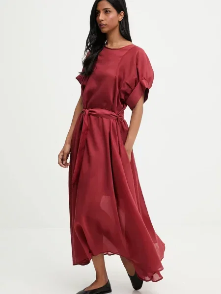 Answear.LAB sukienka maxi rozkloszowana czerwony