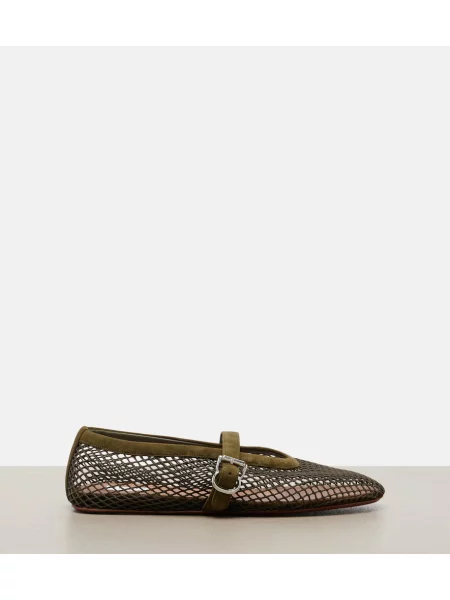 Pantofi cu toc Alaïa din piele de căprioară de plasă verde