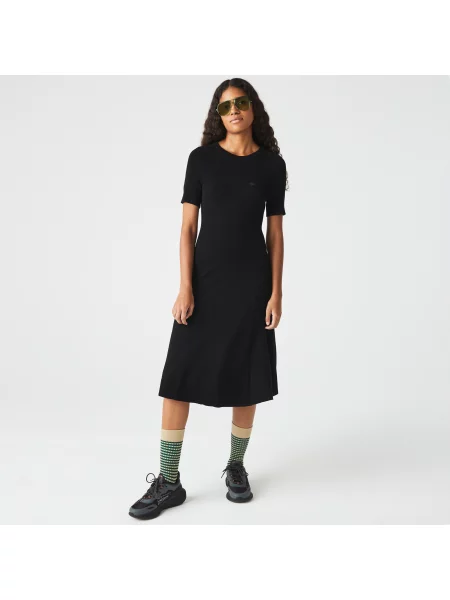 Lacoste Sukienka Z Dzianinowymi Detalami czarna