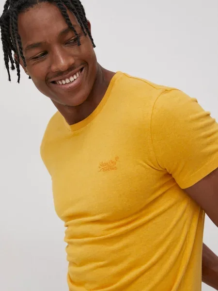 Tricou Superdry retro cu autograf galben