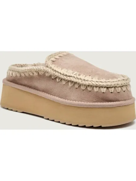MOU Mules încălțăminte Clog Eskimo Platform | piele întoarsă roz