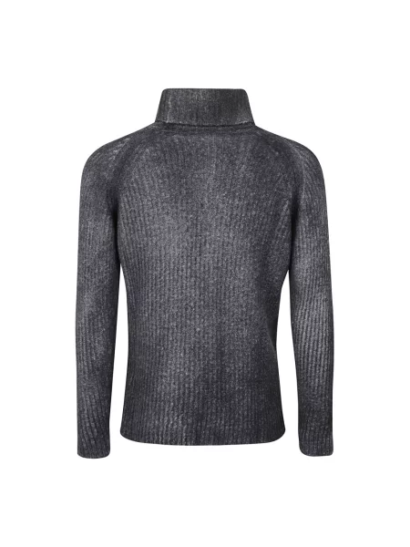 Sweter Avant Toi z kaszmiru z dekoltem w serek z wysokim kołnierzem niebieski