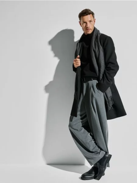 Reserved Pantaloni barrel cu pliuri gri-închis gri