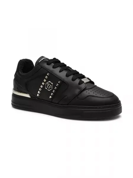 Philipp Plein Bőr sneakers tornacipő Lo-Top fekete