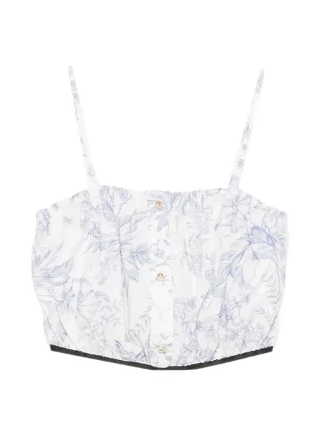 Decupat top Maje cu model floral cu imagine alb
