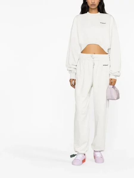 Siuvinėtos bėgimas kelnės Off-white balta