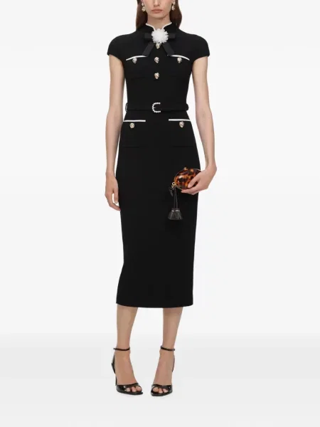 Rochie midi Self-portrait de lână negru
