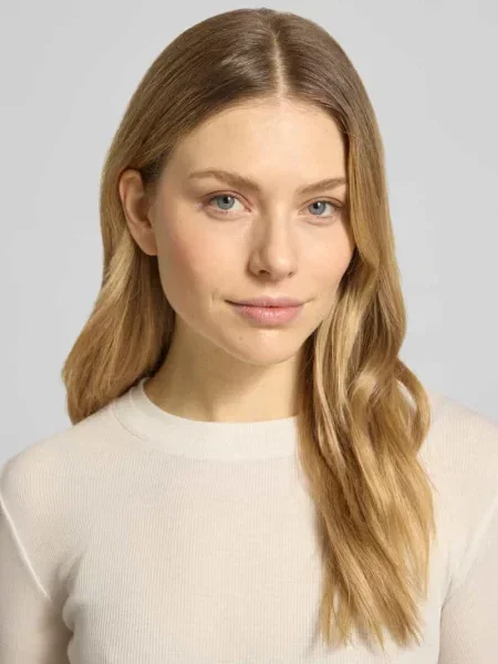 Bluzka z długim rękawem o kroju slim fit z mieszanki bawełny Marc O'polo biała