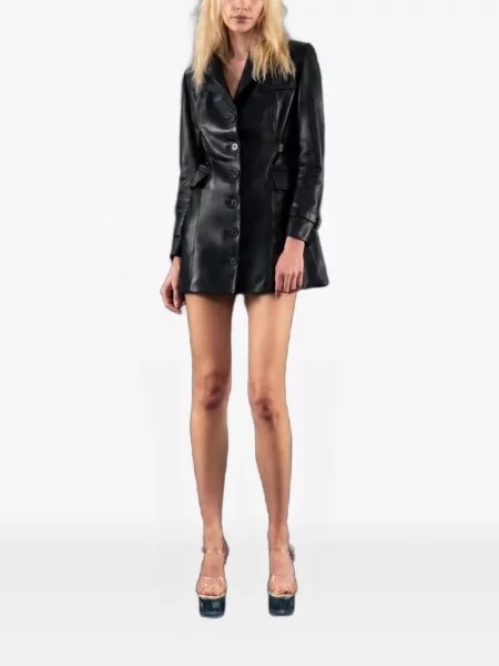 Мини рокля Heira Leatherwear с катарама черно