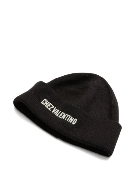 Căciulă Valentino Garavani cu broderie negru
