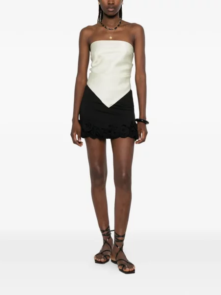 Fusta mini La Reveche cu model floral cu aplicații negru