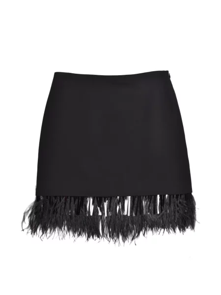 Fusta mini Brunello Cucinelli cu pene negru