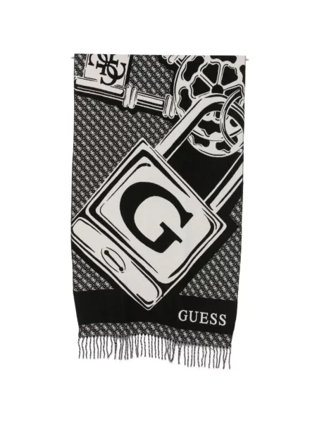 Fular Guess cu franjuri negru