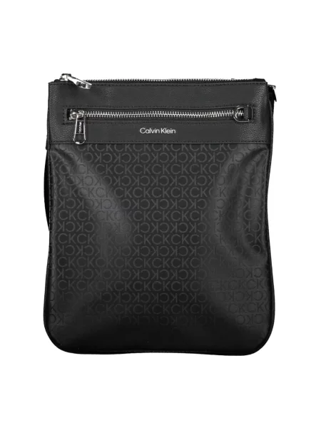 Lniana torba na ramię Calvin Klein czarna