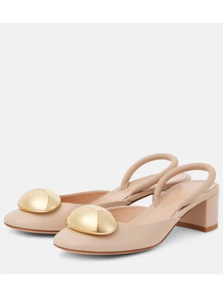 Pantofi cu toc Gianvito Rossi din piele slingback bej
