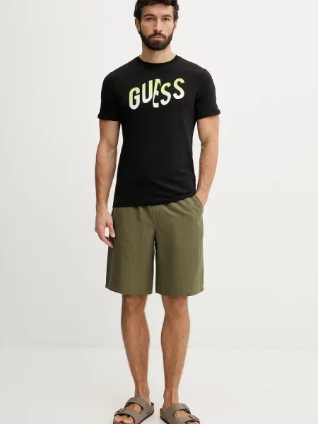 Guess Majica Slim Fit črna