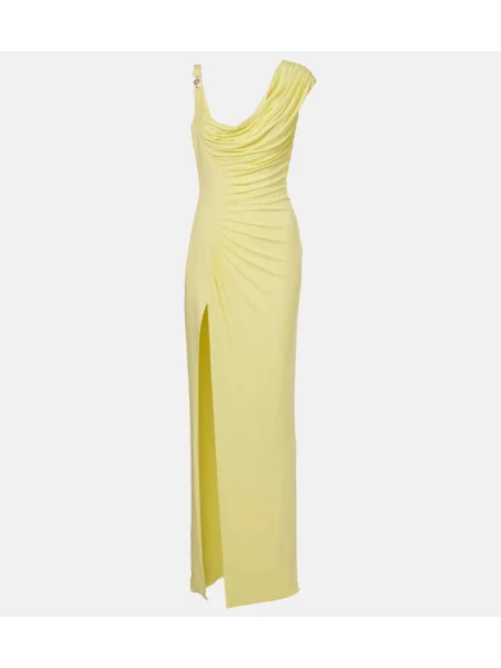 Rochie maxi Versace din jerseu drapată de costum verde