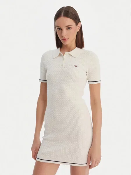 Calvin Klein Φόρεμα καθημερινό Microcable μπεζ