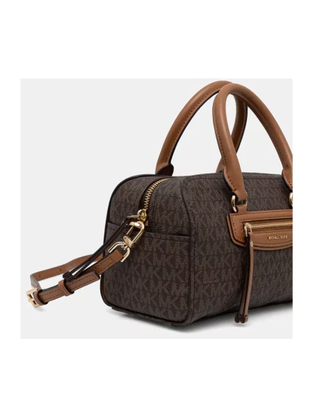 Torba podróżna Michael Kors z logo skórzana brązowa