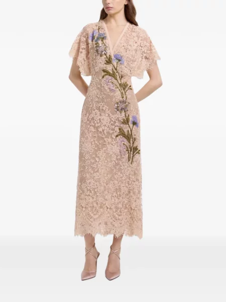 Миди рокля Elie Saab бродирана с дантела