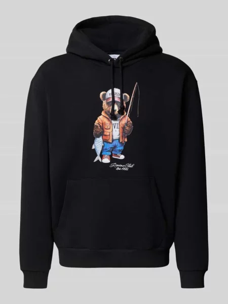 Bluza z kapturem i kieszenią kangurką Review czarna