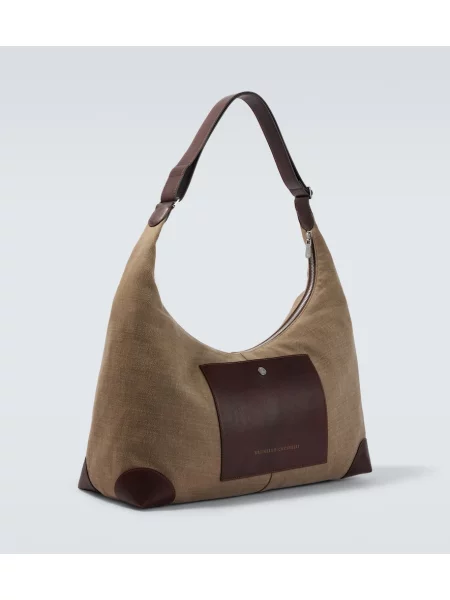 Geantă Brunello Cucinelli din piele maro