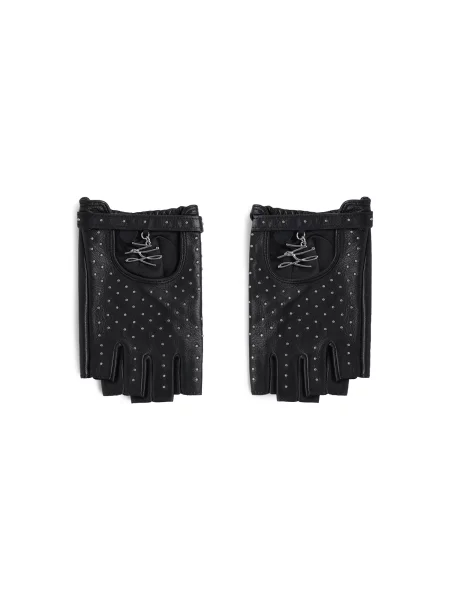 Karl Lagerfeld Mănuși cu degetele goale K/Autograph Fingerlose Handschuhe mit Nieten negru