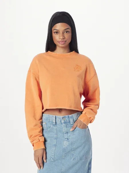 Geacă Urban Classics cu broderie cu model floral din material terry portocaliu