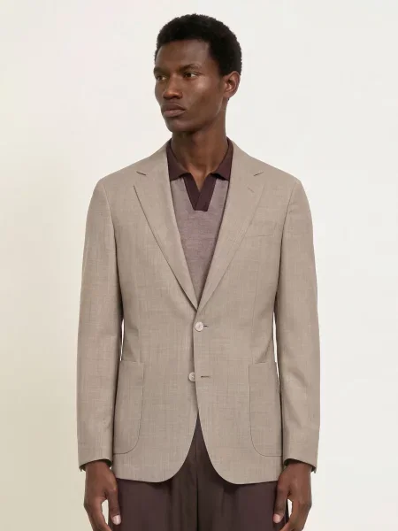 Boss Oblekové Sako Střih Extra Slim Fit light beige béžové