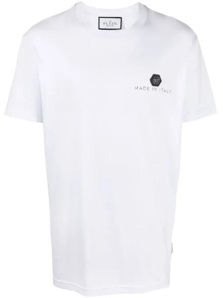 Tricou Philipp Plein cu imagine scurt alb