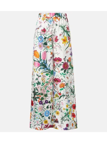 Pantaloni palazzo Gucci de mătase alb