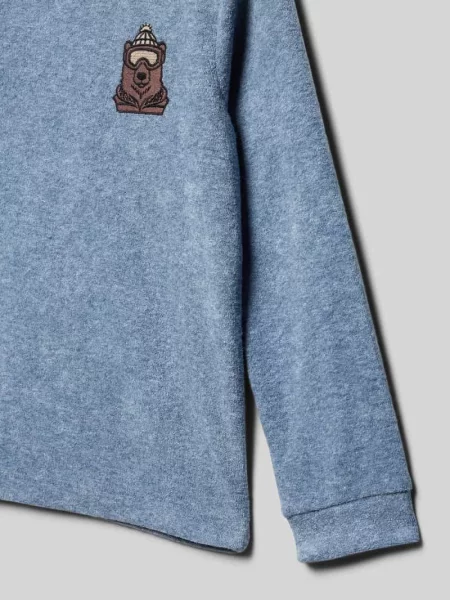 Bluzka o kroju regular fit z długim rękawem i wyhaftowanym motywem S.oliver Red Label niebieska