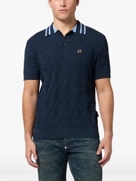 Polo Philipp Plein din jacard albastru