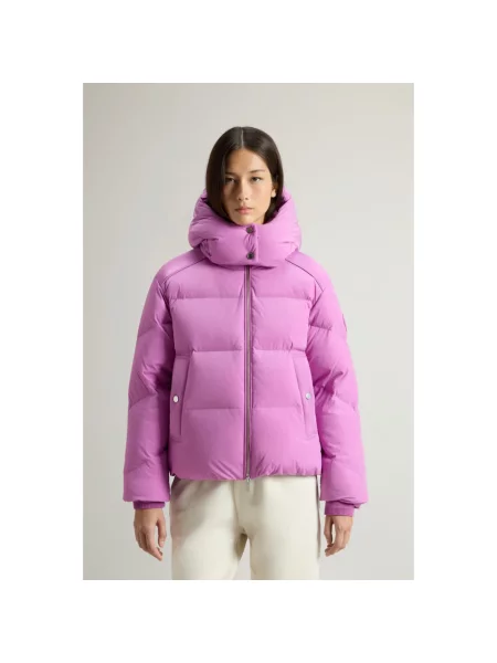 Parka Woolrich ze stretchu fioletowa