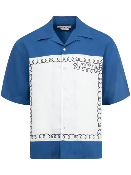 Cămașă Marni cu imagine albastru