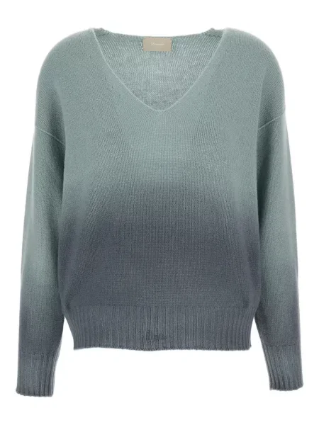 Pulover Drumohr cu decolteu în V albastru