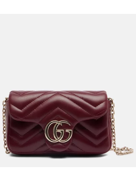 Geanta de piele Gucci GG Marmont din piele bordo