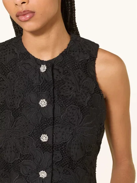 Krótki top Sandro z perełkami czarny