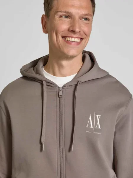 Bluza z kapturem Armani Exchange z kapturem beżowa
