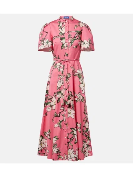 Rochie tip cămașă Leo Lin cu model floral de costum roz