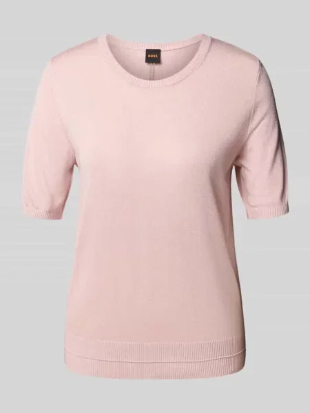 Bluzka o kroju relaxed fit z dzianiny z mieszanki i kaszmirem Boss Orange różowa