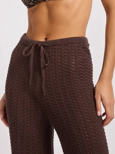 Seafolly spodnie plażowe Crochet brązowe