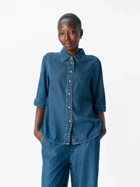 OBJECT Bluză OBJFRAME denim albastru