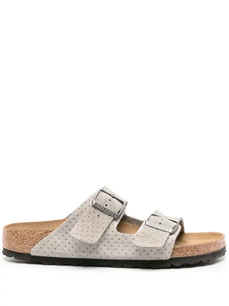Papuci Birkenstock din piele de căprioară gri