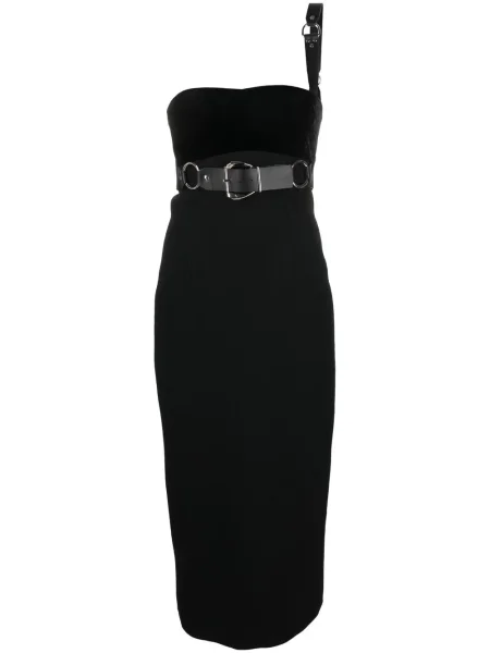 Rochie midi Roberto Cavalli cu cataramă până la genunchi de costum negru