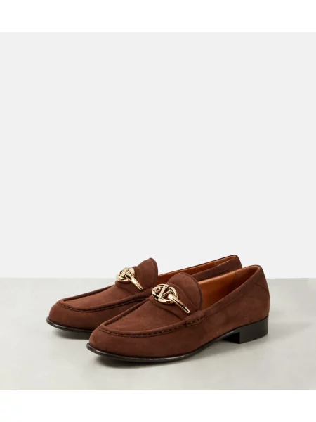 Pantofi loafer Valentino Garavani din piele de căprioară maro