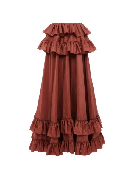 Fusta maxi Chloé cu volane roz