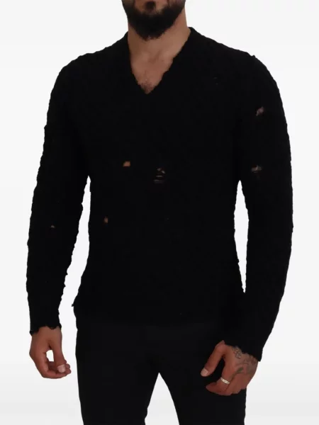 Sweter Dolce And Gabbana z przetarciami czarny