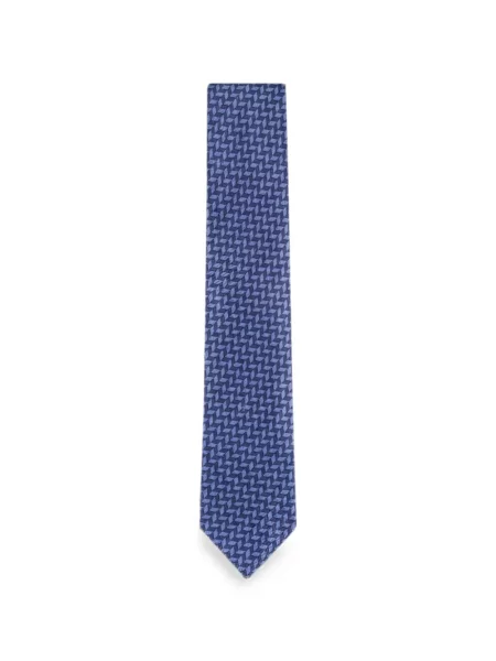 Cravată Brioni cu imprimeu geometric albastru