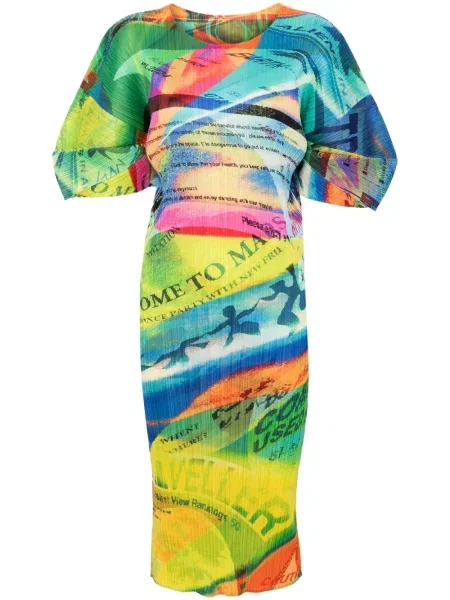 Rochie midi Pleats Please Issey Miyake albastru